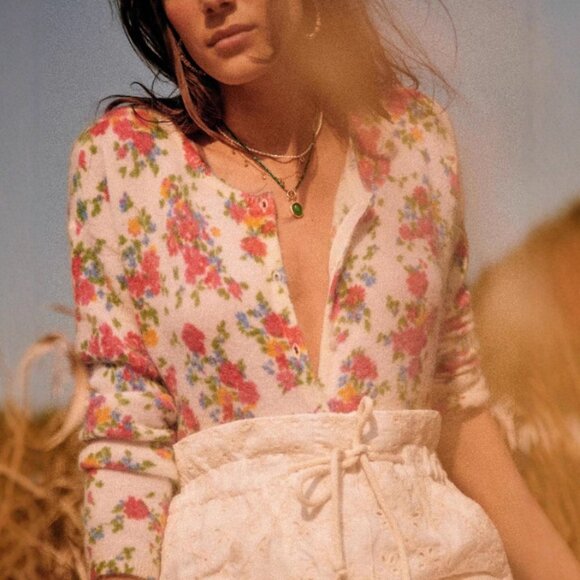 NWT Sezane Juno Cardigan Jumper XS/S Jardin Secret Sweater Reversible Floral - Picture 9 of 13